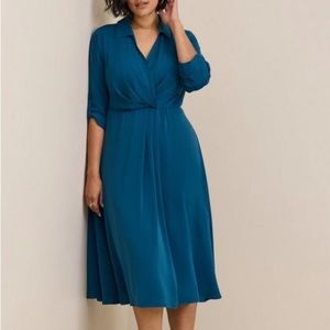 TORRID NWT MIDI STUDIO CREPE DE CHINE COLLARED SHIRT DRESS